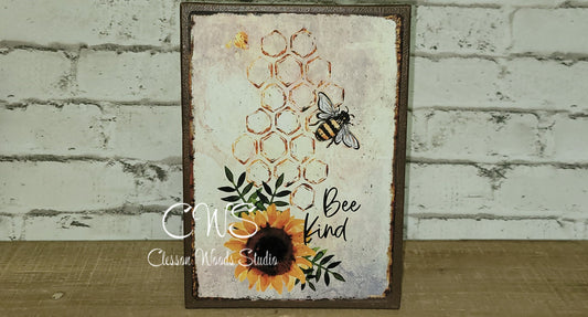 Bee Kind Sunflower and Bee 5"x7" Canvas Insert