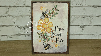 Home Sweet Hive Sunflower and Bee 5"x7" Canvas Insert