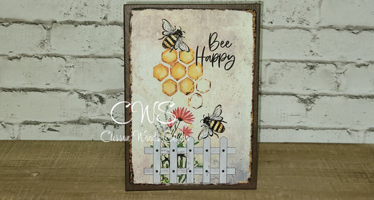 Bee Happy Sunflower and Bee 5"x7" Canvas Insert