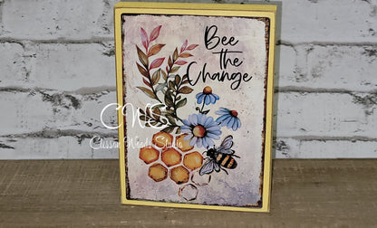 Bee The Change Sunflower and Bees Wood Sign