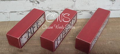 Life Liberty and the Pursuit of Happiness Red Wood Block Stack