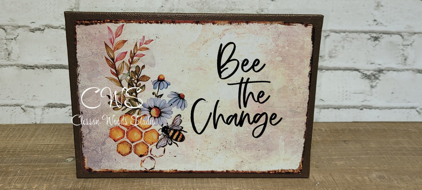 Bee The Change Bees and Sunflowers 7" x 5" Interchangeable Canvas Insert