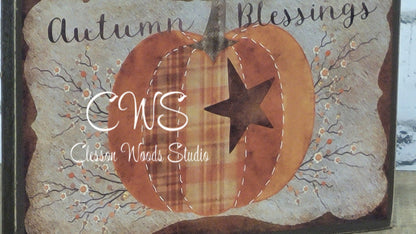 Autumn Blessings Wood Block Sign