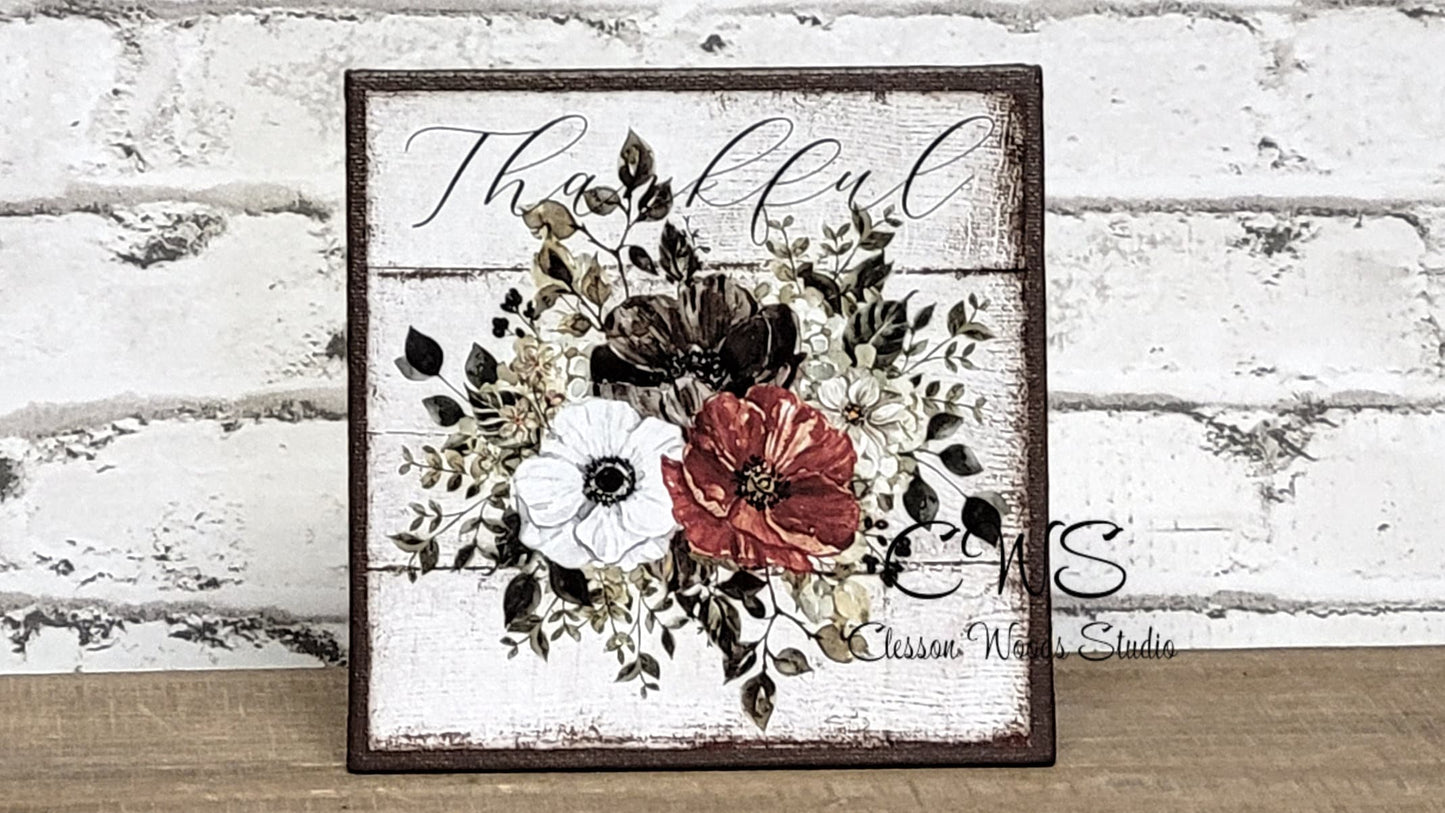 Thankful Fall Floral 5"x5" Interchangeable Canvas