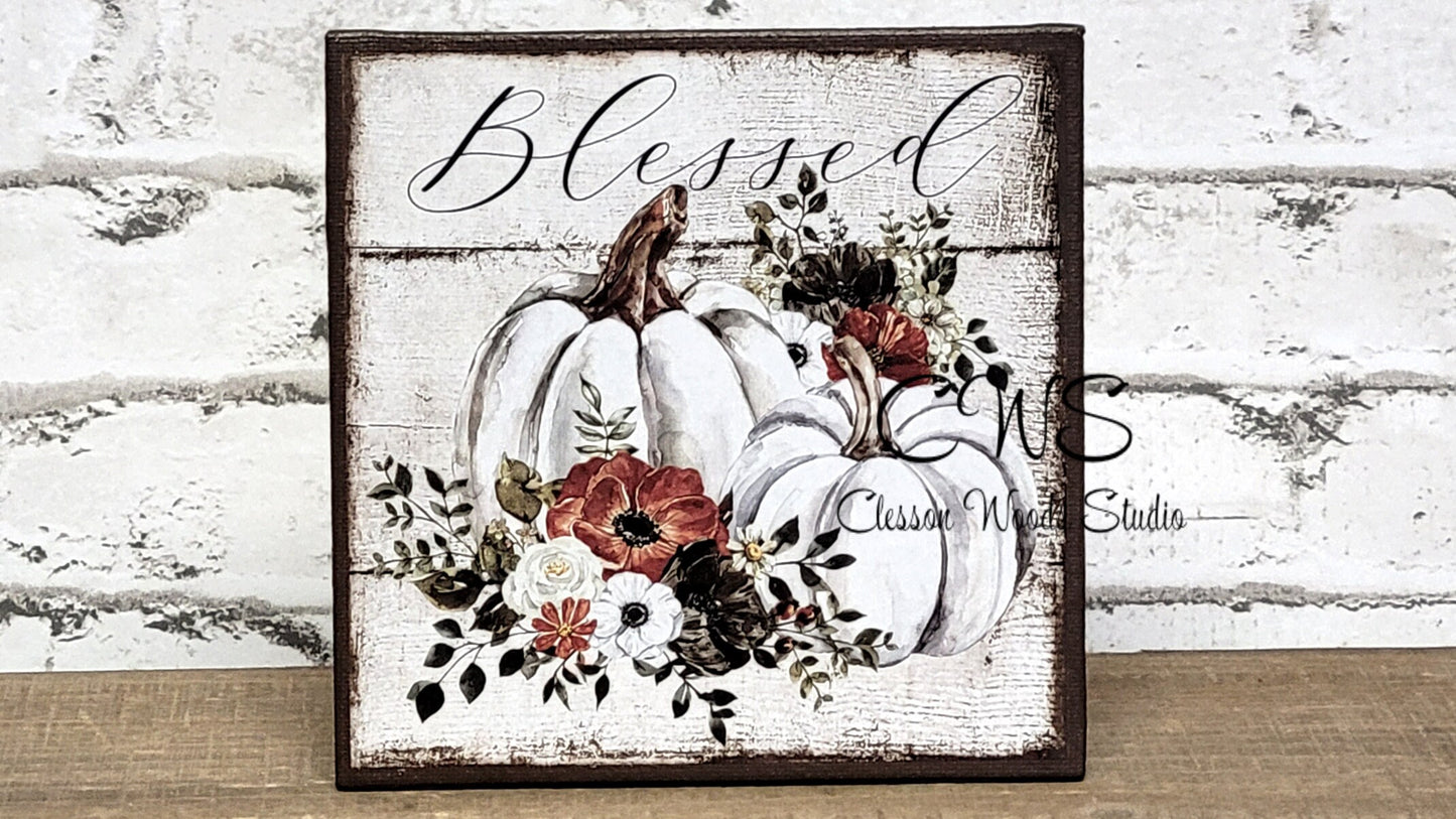 Blessed Fall White Pumpkins 5"x5" Interchangeable Canvas