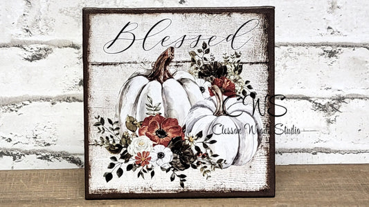 Blessed Fall White Pumpkins 5"x5" Interchangeable Canvas