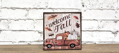 Welcome Fall Vintage Truck 5"x5" Interchangeable Canvas