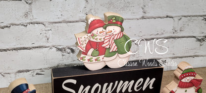 Snowmen Melt Your Heart 4 Piece Wood Block Set