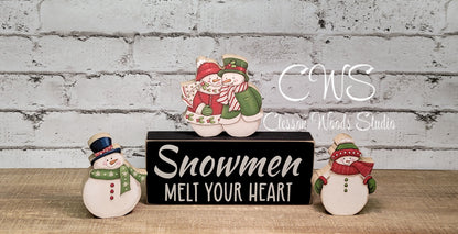Snowmen Melt Your Heart 4 Piece Wood Block Set