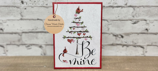 Be Mine Valentine Twig Tree With Cardinals 5"x7" Canvas Insert