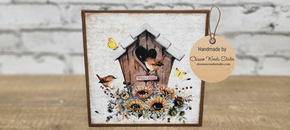 Spring Birdhouse with Sunflowers 5"x5" Interchangeable Canvas