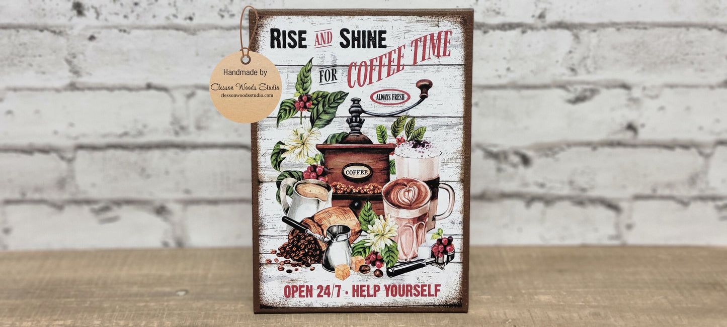 Rise and Shine Coffee Time 5"x7" Canvas Insert