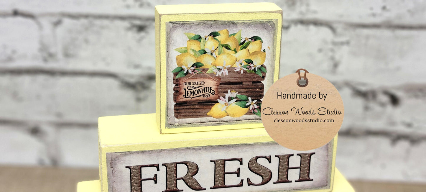 Fresh Lemonade Yellow 3 Piece Wood Block Stack