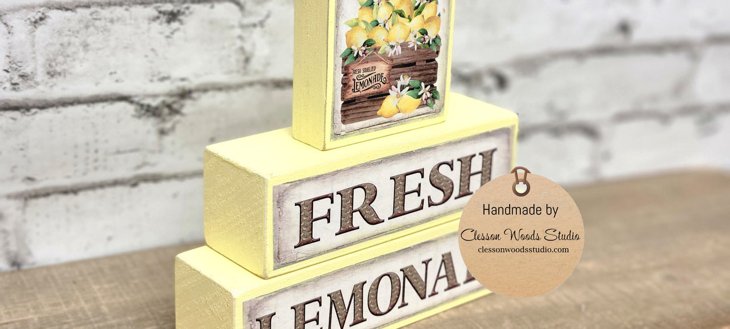 Fresh Lemonade Yellow 3 Piece Wood Block Stack