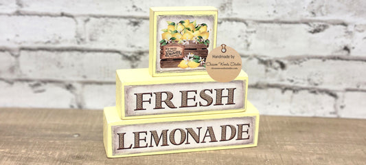 Fresh Lemonade Yellow 3 Piece Wood Block Stack