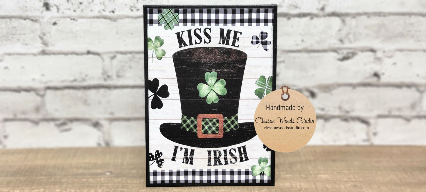 St. Patrick's Day Kiss Me I'm Irish 5"x7" Canvas Insert