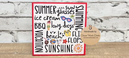 Summer Words Subway Style Print 5"x5" Interchangeable Canvas