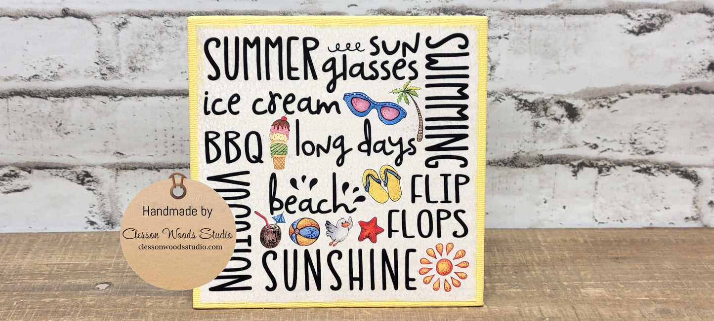 Summer Words Subway Style Print 5"x5" Interchangeable Canvas