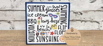 Summer Words Subway Style Print 5"x5" Interchangeable Canvas