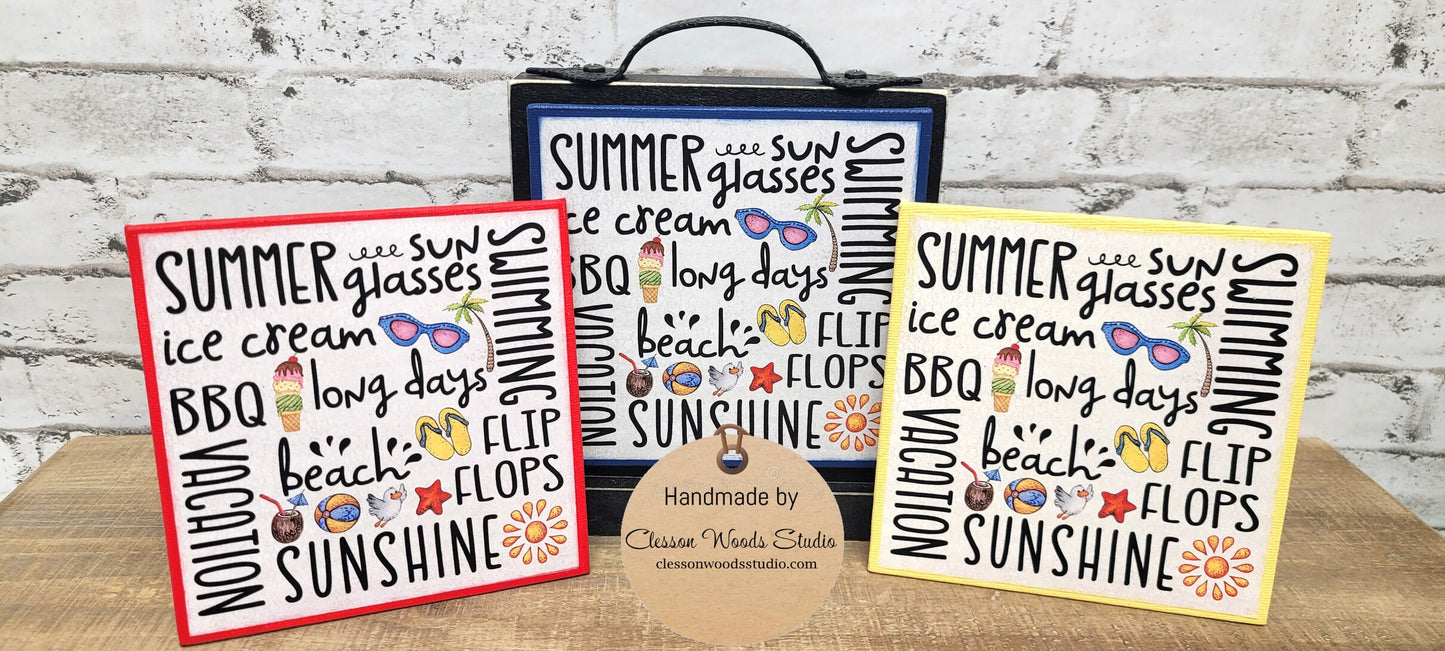 Summer Words Subway Style Print 5"x5" Interchangeable Canvas