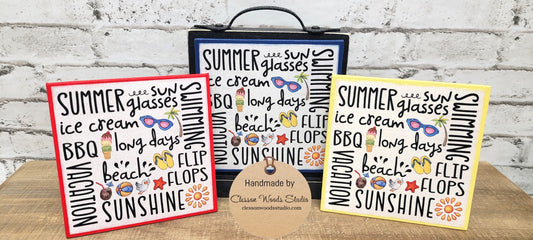 Summer Words Subway Style Print 5"x5" Interchangeable Canvas