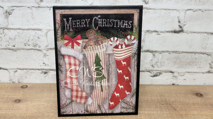 Merry Christmas Vintage Stockings 5"x7" Canvas Insert