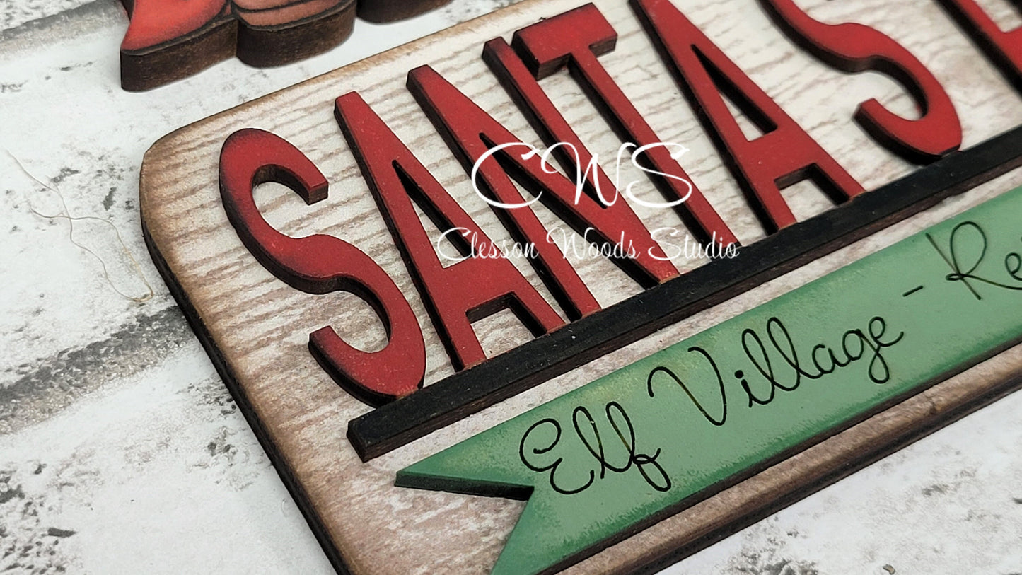 Santas Helpers Hand Painted and Digital Art Seasonal Bread Board Accents