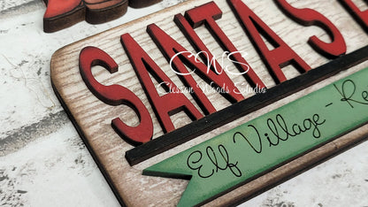 Santas Helpers Hand Painted and Digital Art Seasonal Bread Board Accents