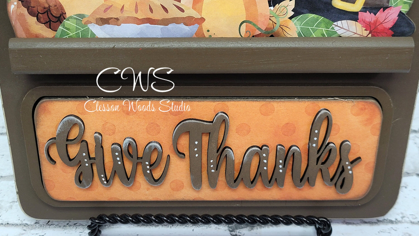 Give Thanks Hand Painted and Digital Art Seasonal Bread Board Accents