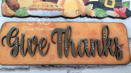 Give Thanks Hand Painted and Digital Art Seasonal Bread Board Accents