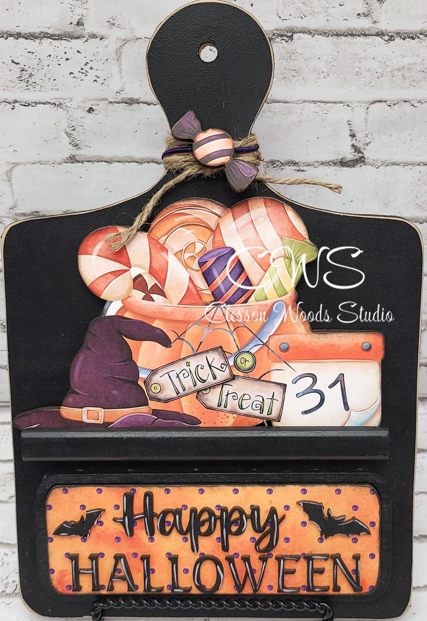 Trick or Treat Halloween Hand Painted and Digital Art Seasonal Bread Board Accents