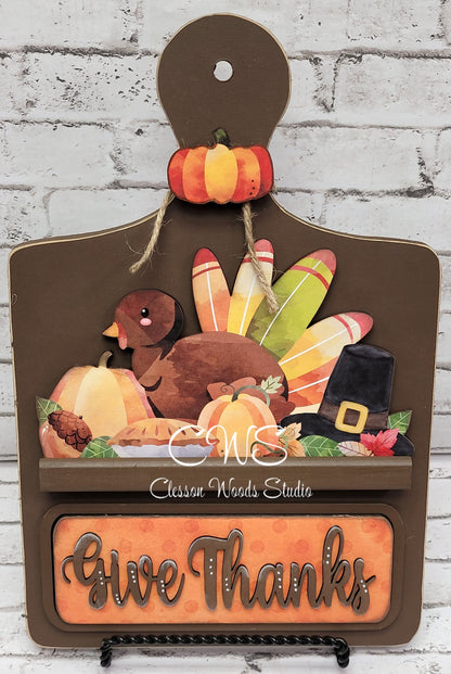 Give Thanks Hand Painted and Digital Art Seasonal Bread Board Accents