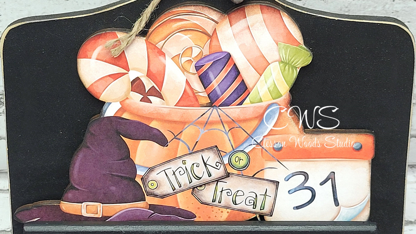 Trick or Treat Halloween Hand Painted and Digital Art Seasonal Bread Board Accents