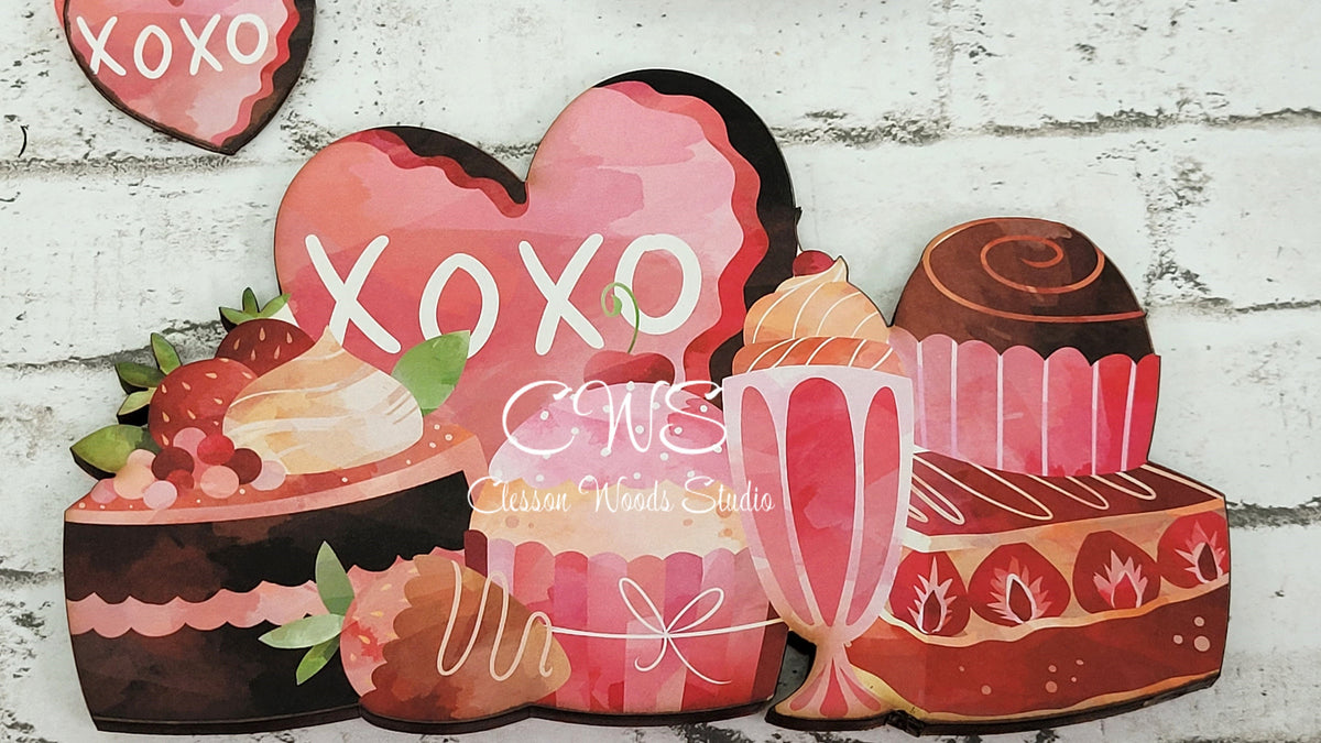 Valentine Sweets Hand Painted and Digital Art Seasonal Bread Board Accents