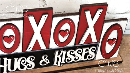 Valentine XOXO Hugs and Kisses Word Block Sign