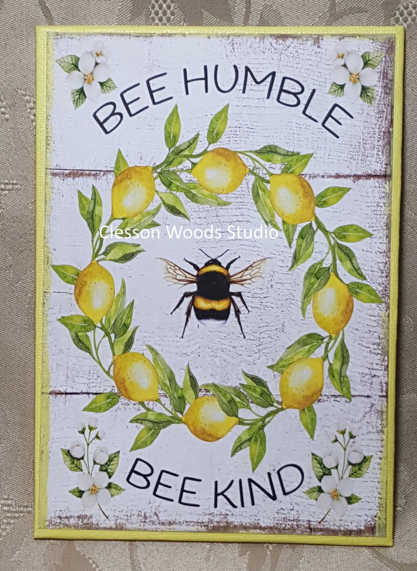 Bee Humble Bee Kind Lemons 5"x7" Canvas Insert