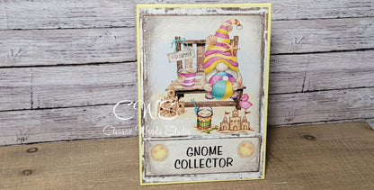 Gnome Collector Gnome at the Beach (Yellow) 5"x7" Canvas Insert