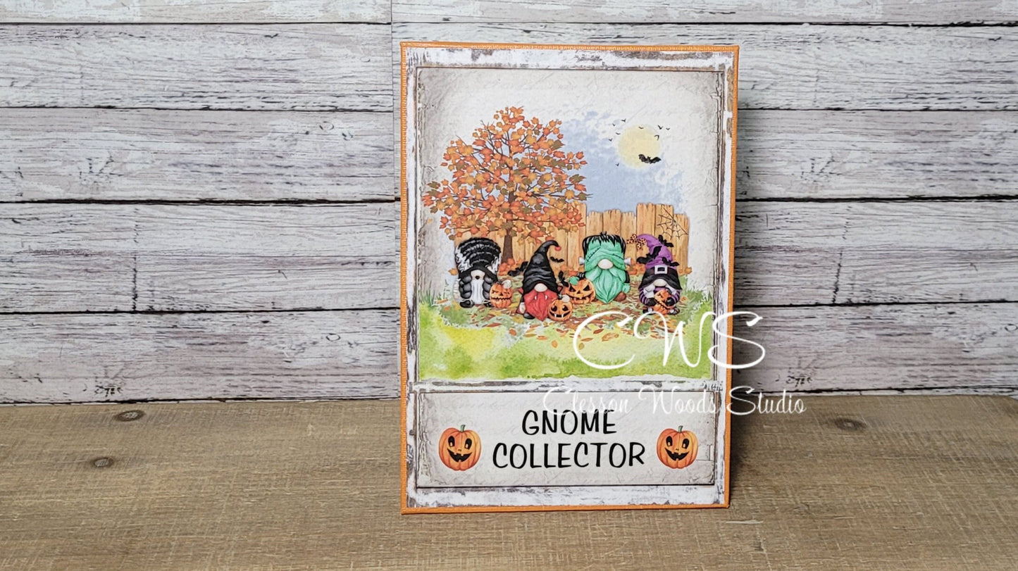 Gnome Collector Halloween Friends Fence (Orange) 5"x7" Canvas Insert