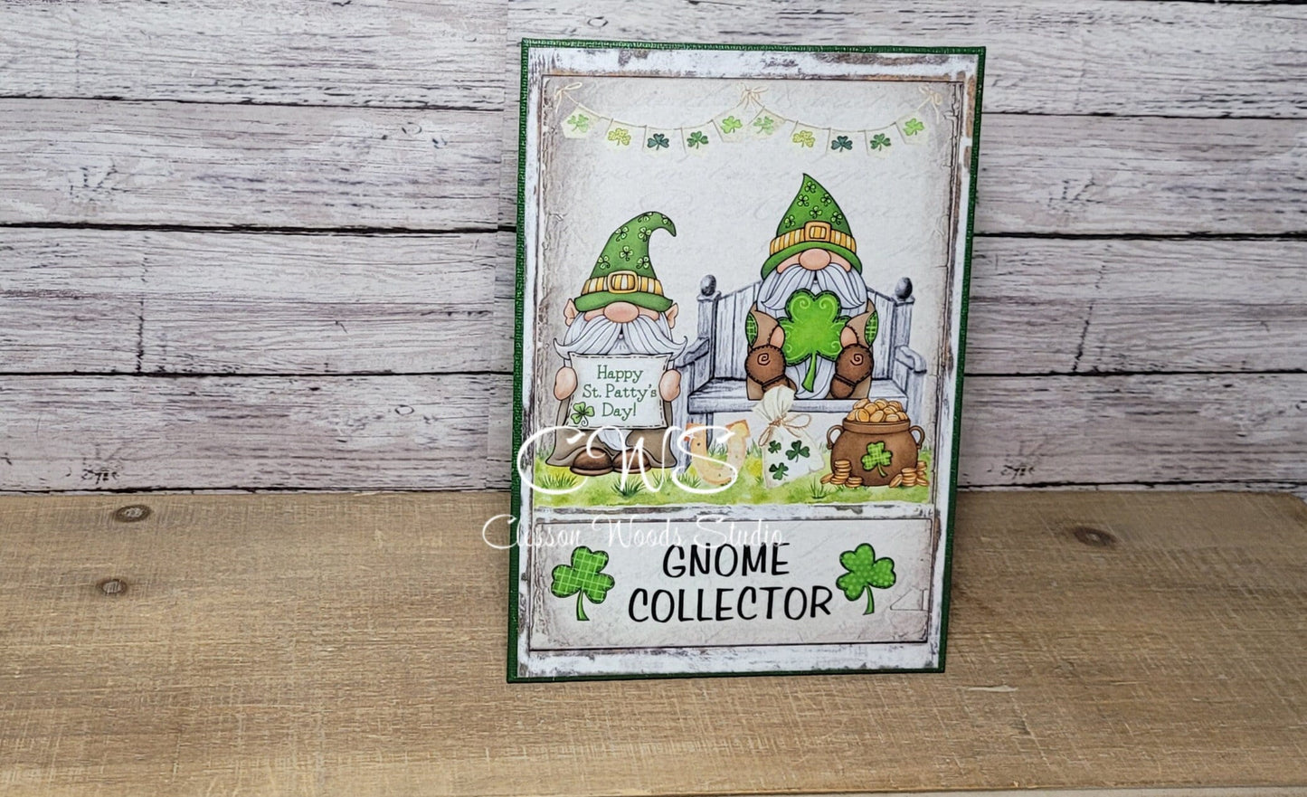 Gnome Collector March St. Patrick's Day Gnomes 5"x7" Canvas Insert