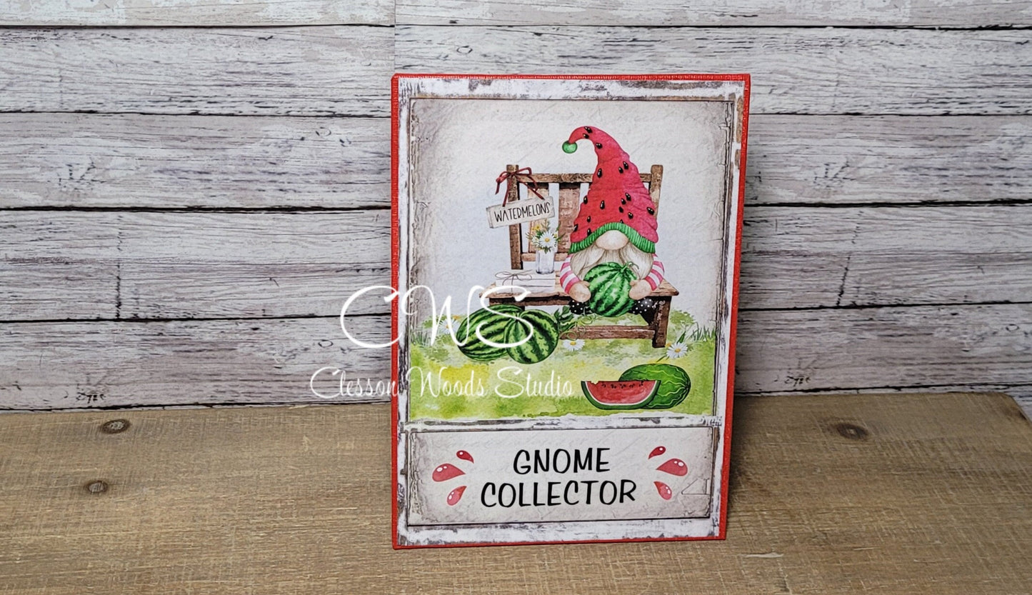 Gnome Collector Watermelon Gnome (Red) 5"x7" Canvas Insert