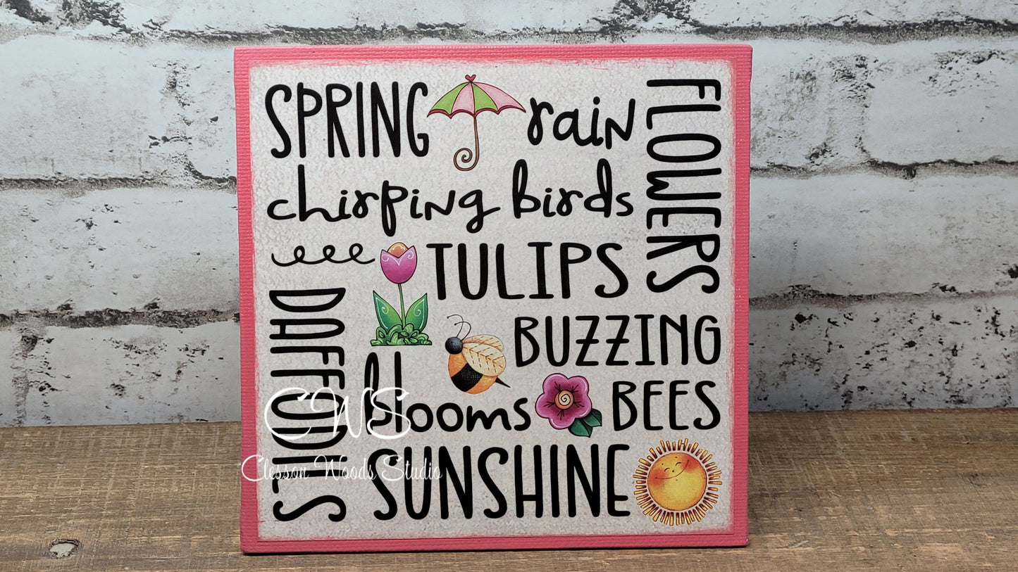 Spring Subway Style Pink 5"x5" Canvas Insert