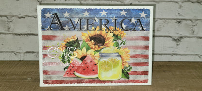 America Watermelon Lemonade Sunflower 7" x 5" Interchangeable Canvas Insert