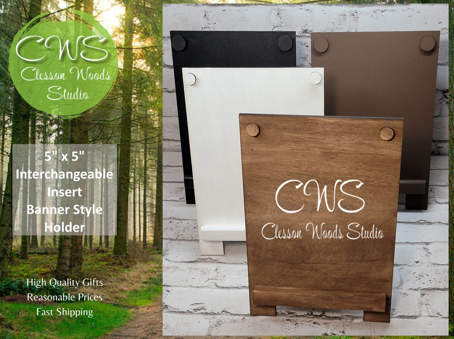 5”x5” Interchangeable Insert Banner Style Holder