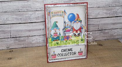 Gnome Collector Birthday Gnomes (Red) 5"x7" Canvas Insert