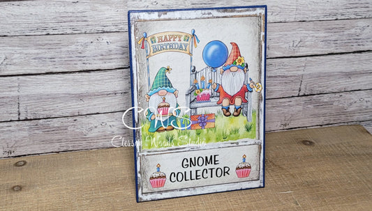 Gnome Collector Birthday Gnomes (Blue) 5"x7" Canvas Insert