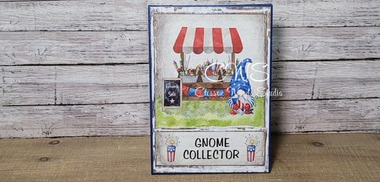 Gnome Collector July Fireworks Stand (Blue) 5"x7" Canvas Insert