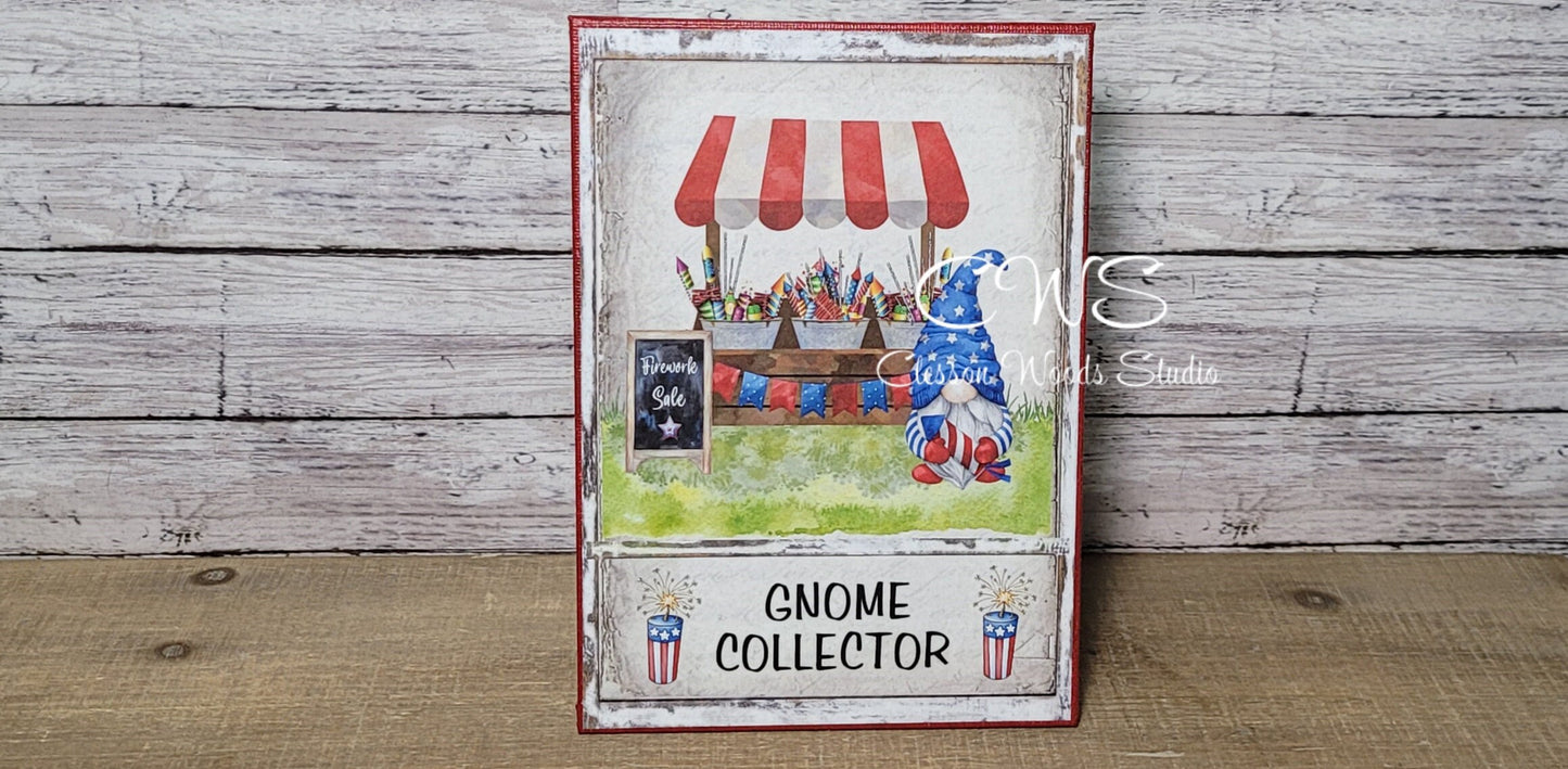 Gnome Collector July Fireworks Stand (Red) 5"x7" Canvas Insert