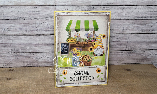 Gnome Collector Sunflower Stand Gnome (Golden Yellow) 5"x7" Canvas Insert