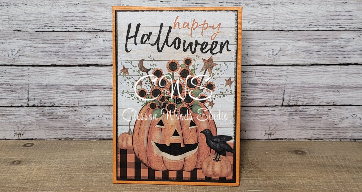 Happy Halloween Pumpkin Arrangement (Orange) 5"x7" Canvas Insert