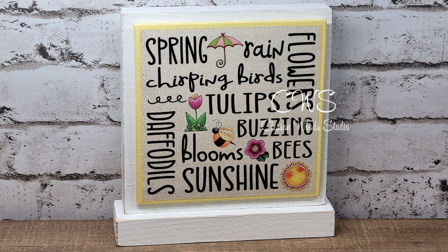 Spring Subway Style Yellow 5"x5" Canvas Insert